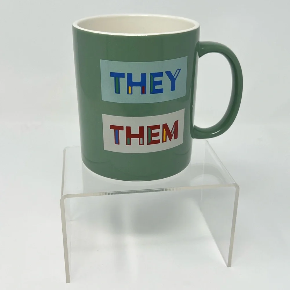They Them Coffee Mug Pronouns Cup LGBTQ Pride Office Decor College Dorm Desk